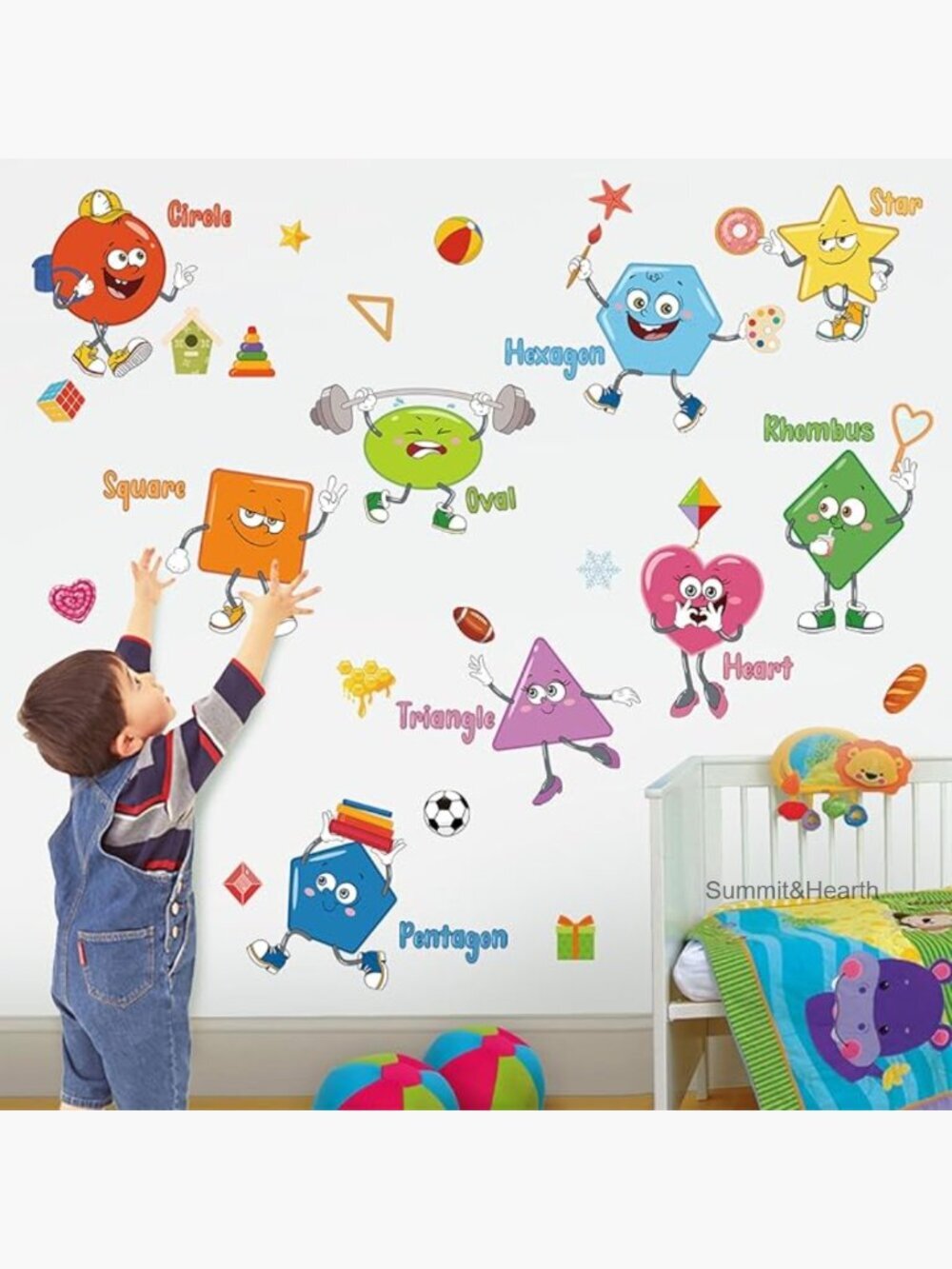 Educational Wall Decals for Toddler Room, 9 Sheets, Peel & Stick PVC